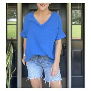 Blue Cotton Gauze Top